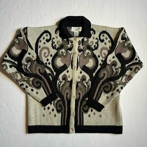 Vintage Studio by Michelle Stuart Cardigan Sweater Womens Medium Collared 90's